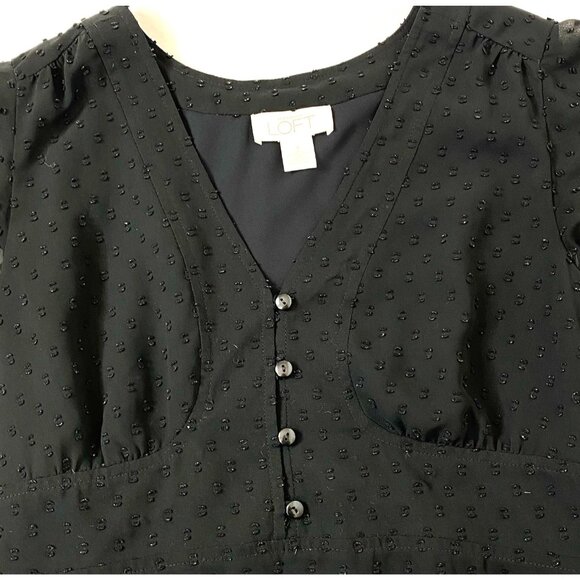 Ann Taylor LOFT Flutter Sleeve V Neck Blouse Womens size 4 Black - Picture 3 of 10